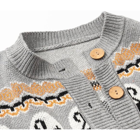 Women's Halloween Cat Cardigan Rayon Nylon Long Sleeve Button Down Sweater - Picture 2 of 4